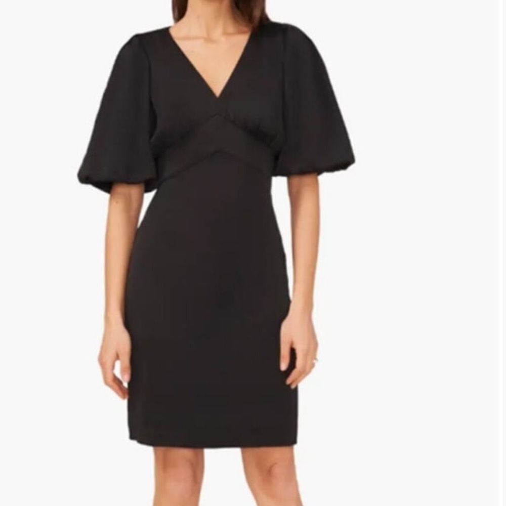 Halogen Black Satin Puff-Sleeve Dress – XXL